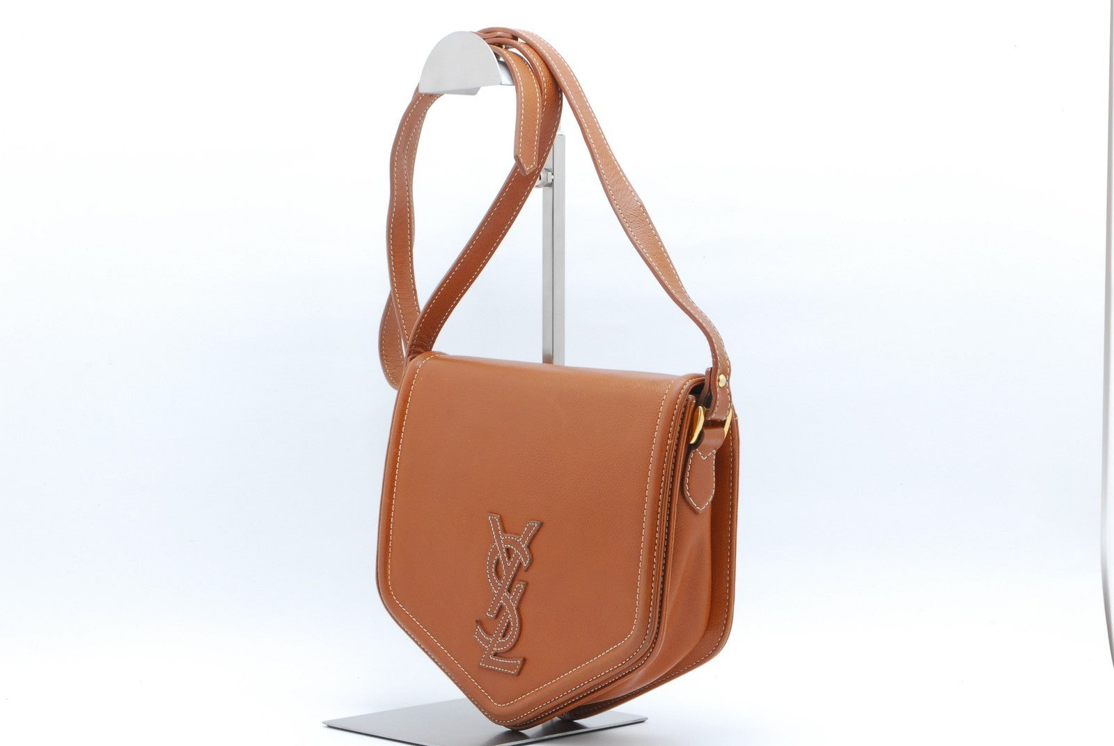 Saint Laurent Vintage Shoulder Tote Stitch Bag - Brown, Leather 