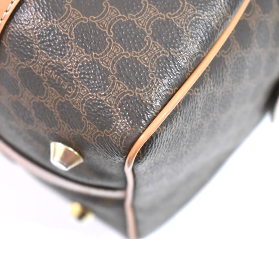 Celine Macadam PVC Boston Handbag Brown
