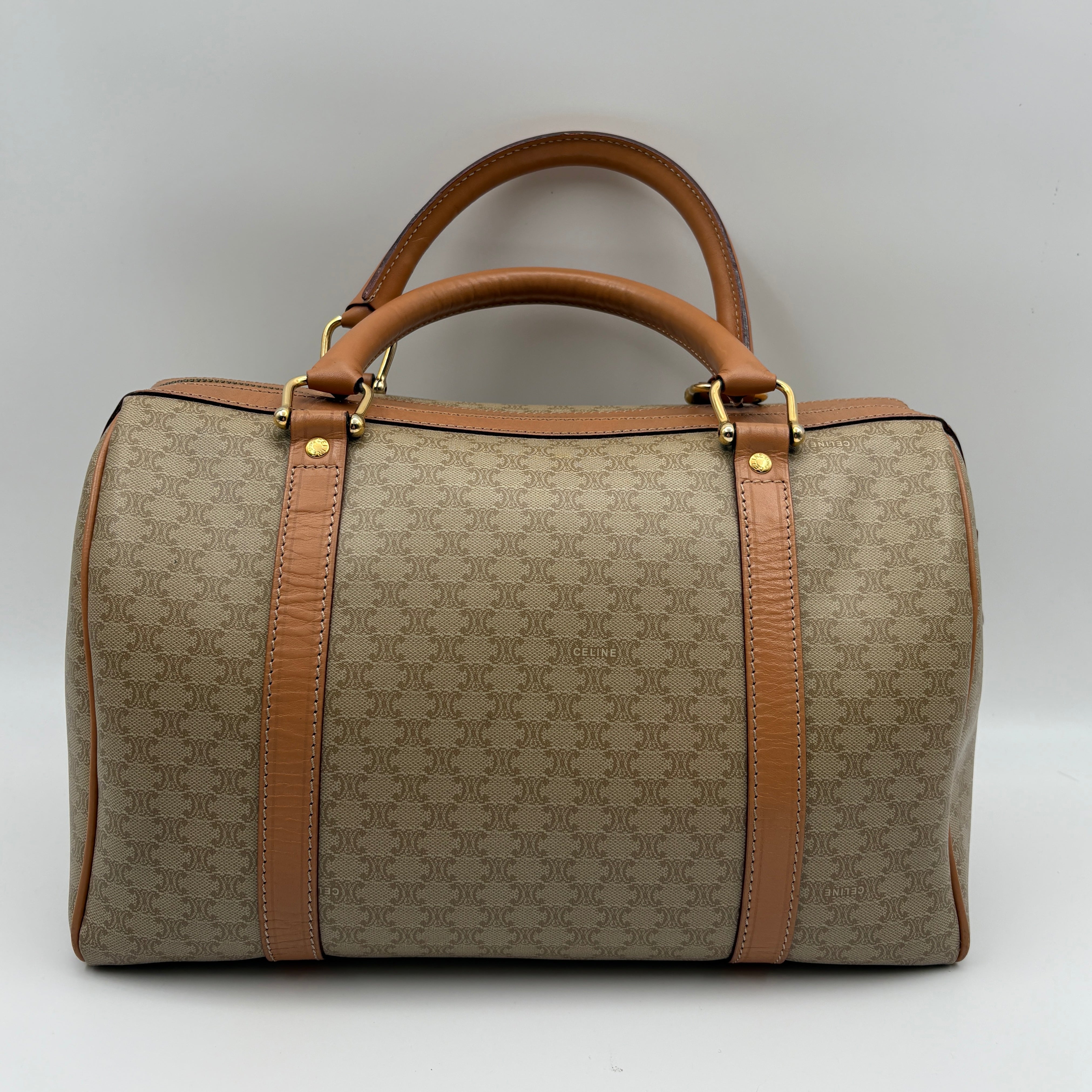 Handbag Mini Boston Bag Macadam Pattern Beige