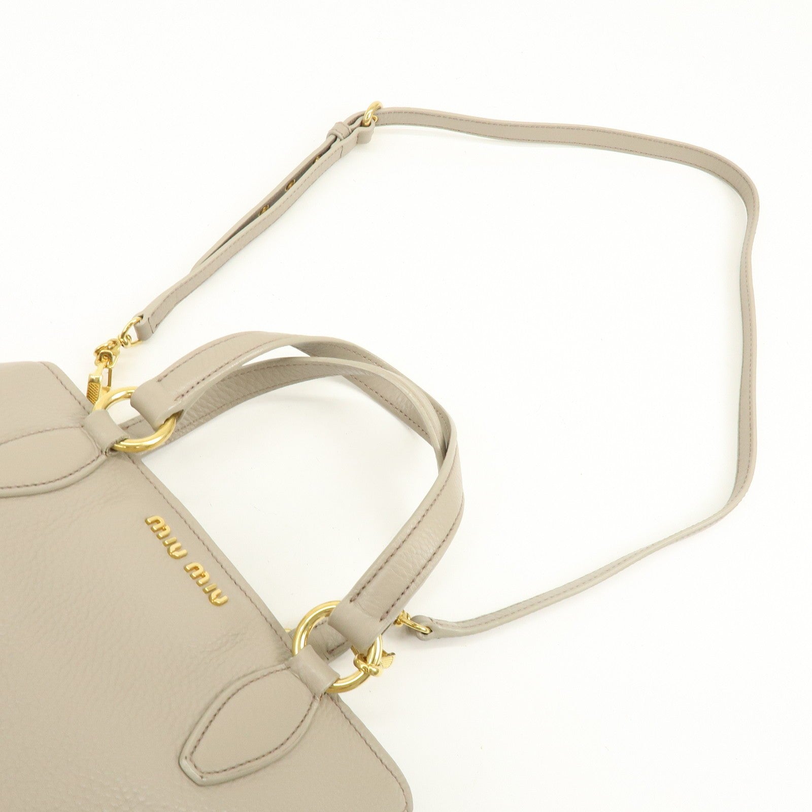 Miu Miu RN0757 Hand Bag - Beige, Leather