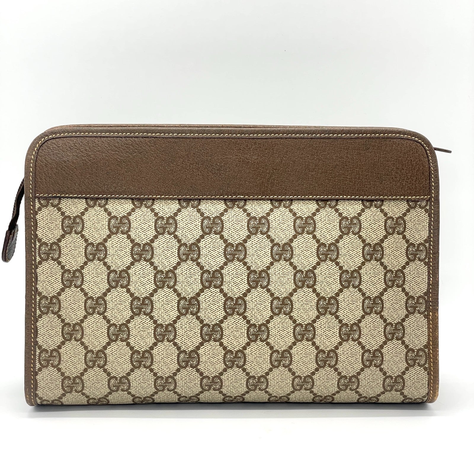 Gucci GG Clutch Bag - Brown, PVC Leather 