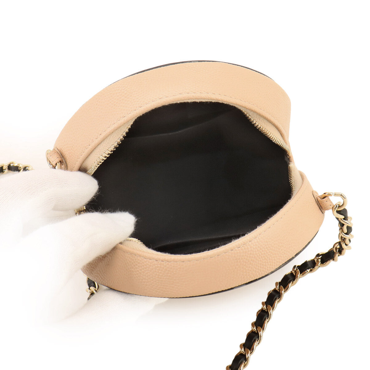 Chanel CC Filigree Chain Shoulder Bag - Beige, Black, Caviarskin Leather