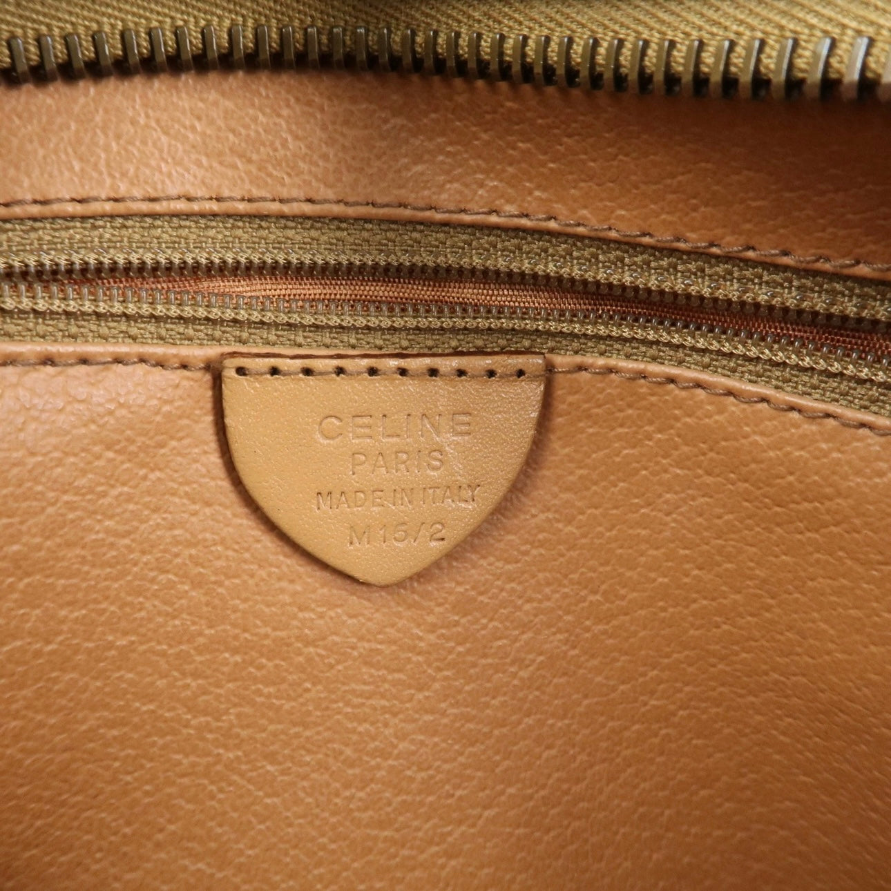 CELINE Macadam Leather Shoulder Bag Beige Brown Gold