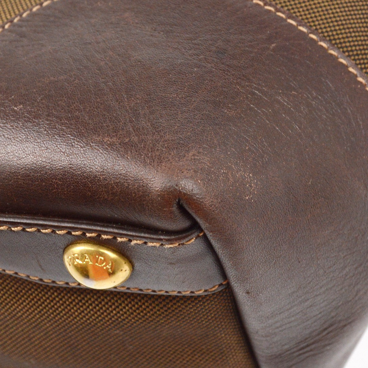 Prada Logo Jacquard Tote Bag - Brown, Canvas & Leather