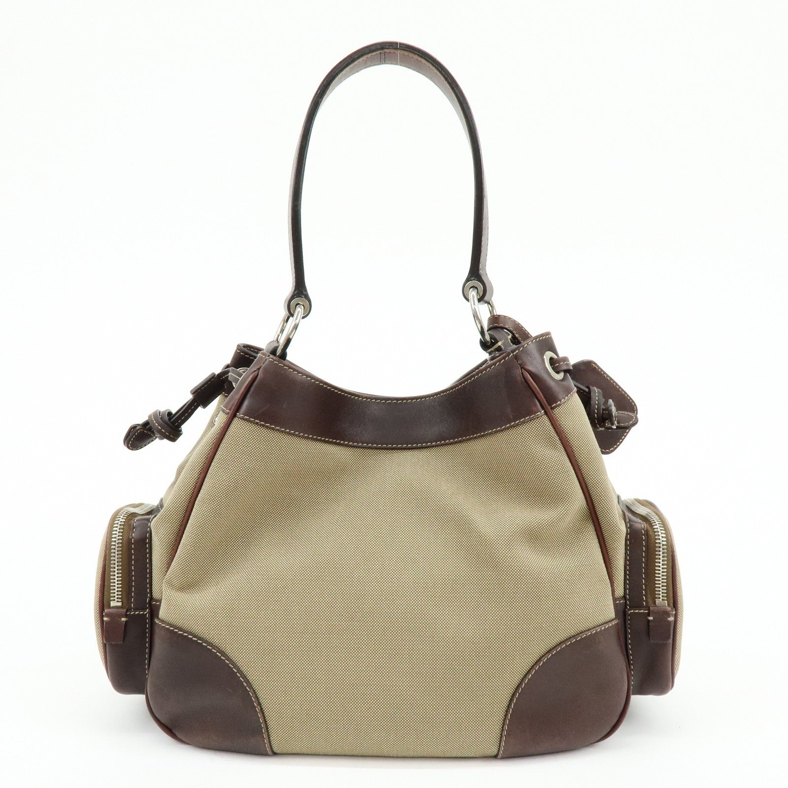 Prada Shoulder Bag - Beige, Canvas Leather