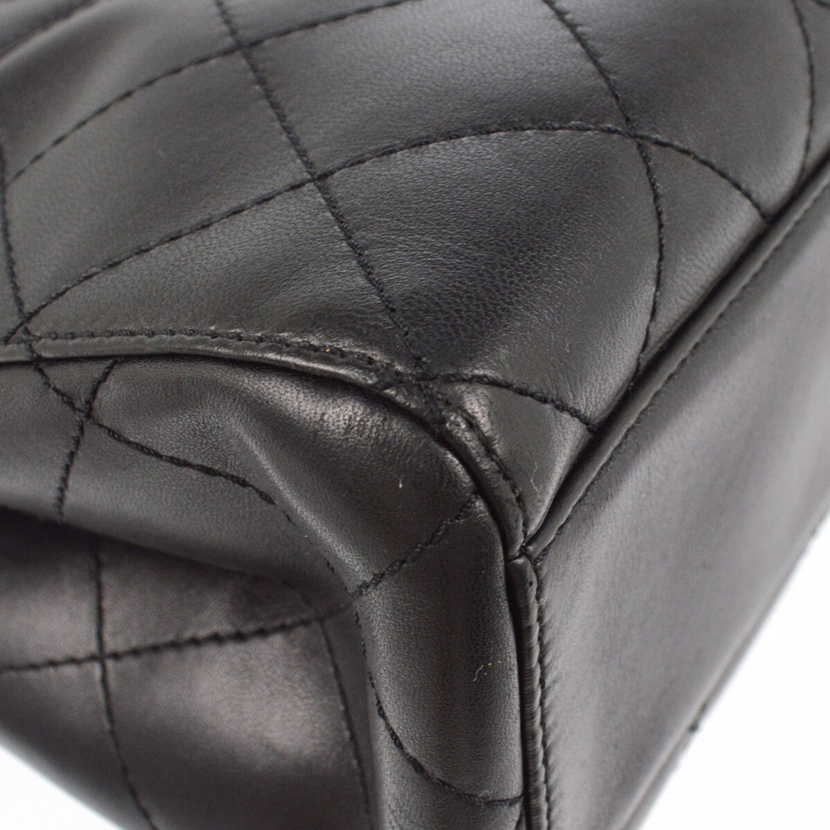 Chanel Straight Flap Shoulder Bag - Black, Lambskin