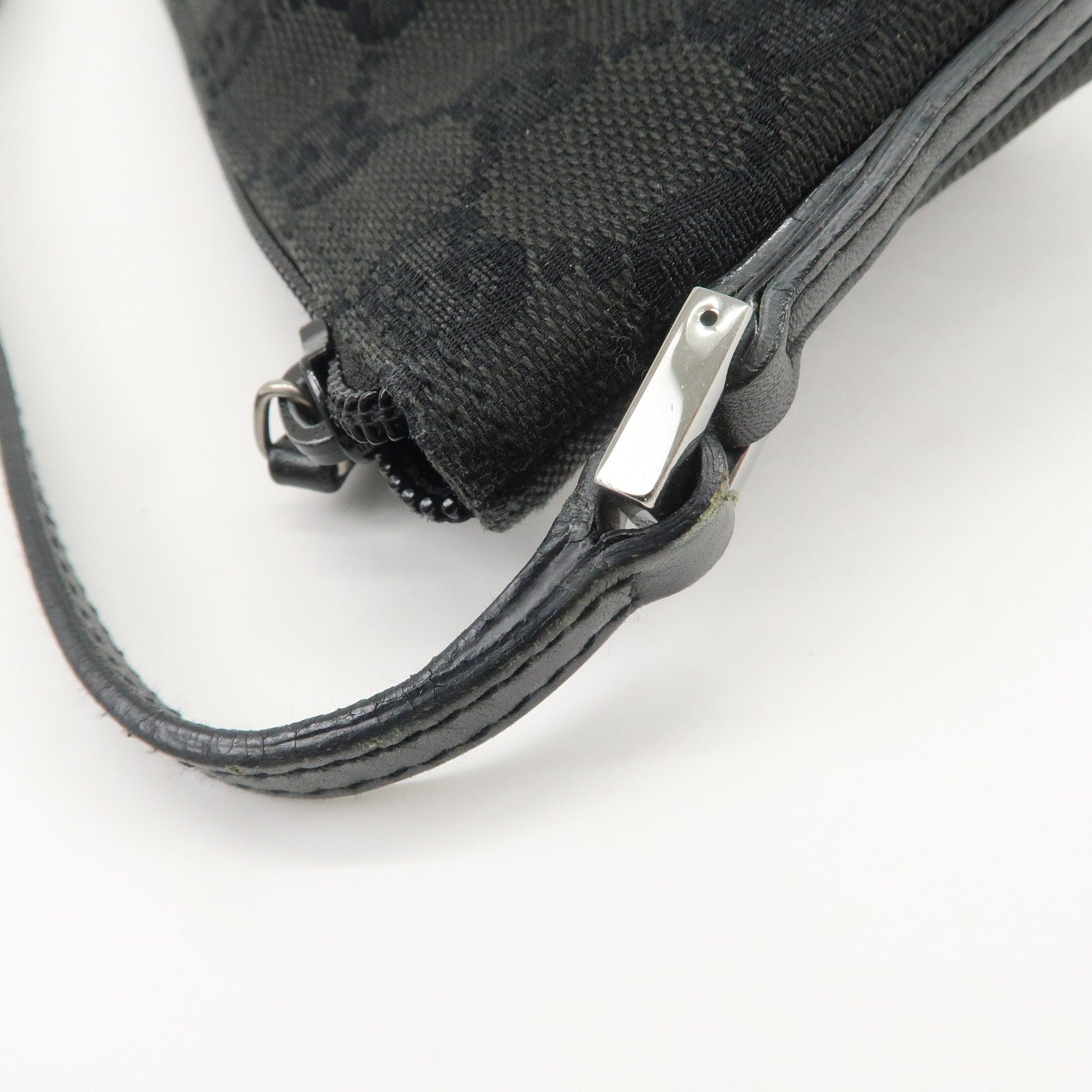 Gucci Boat Bag Hand Bag - Black, GG Canvas Leather 