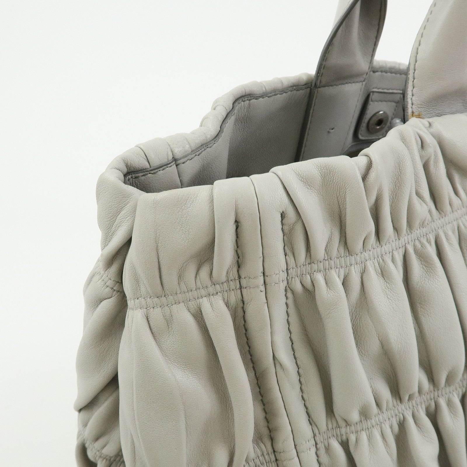 Prada Tote Hand Bag - Gray, Nappa Gaufre Leather