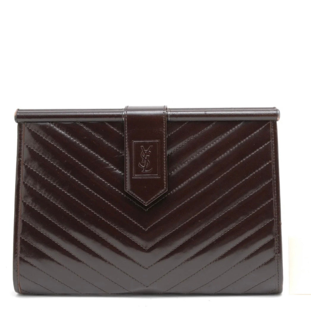 Saint Laurent Yves Saint Laurent Clutch Bag - Dark Brown, Leather