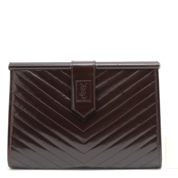 Saint Laurent Yves Saint Laurent Clutch Bag - Dark Brown, Leather