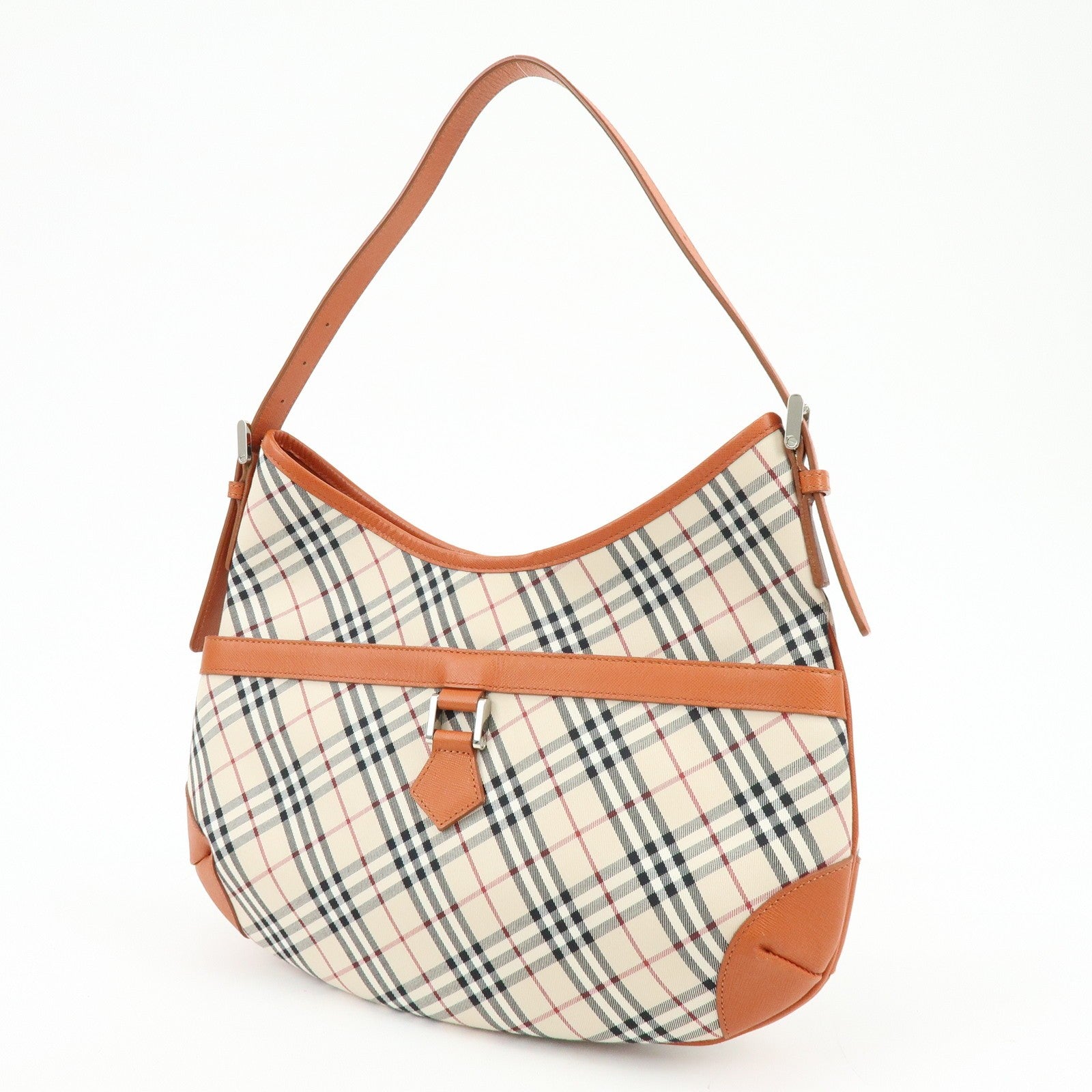 Burberry Nova Plaid Shoulder Bag - Beige, Canvas, Leather