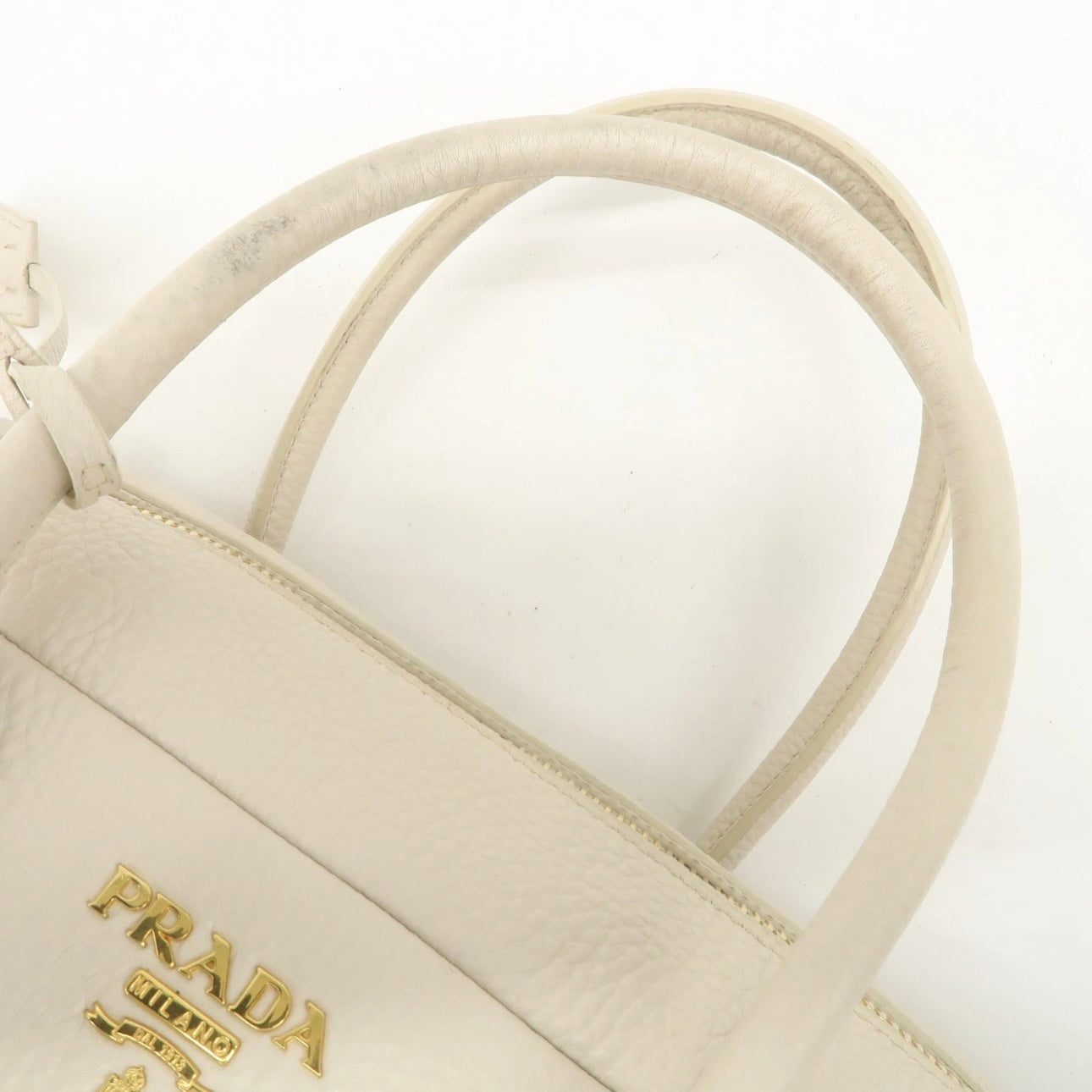 Prada Boston Hand Bag - Ivory, Leather