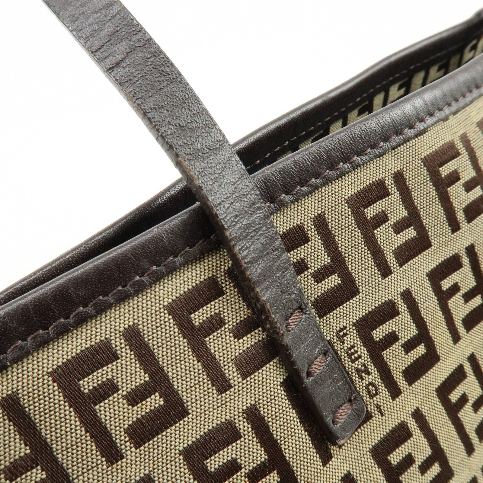 Fendi Zucchino Tote Bag - Brown, Canvas, Leather