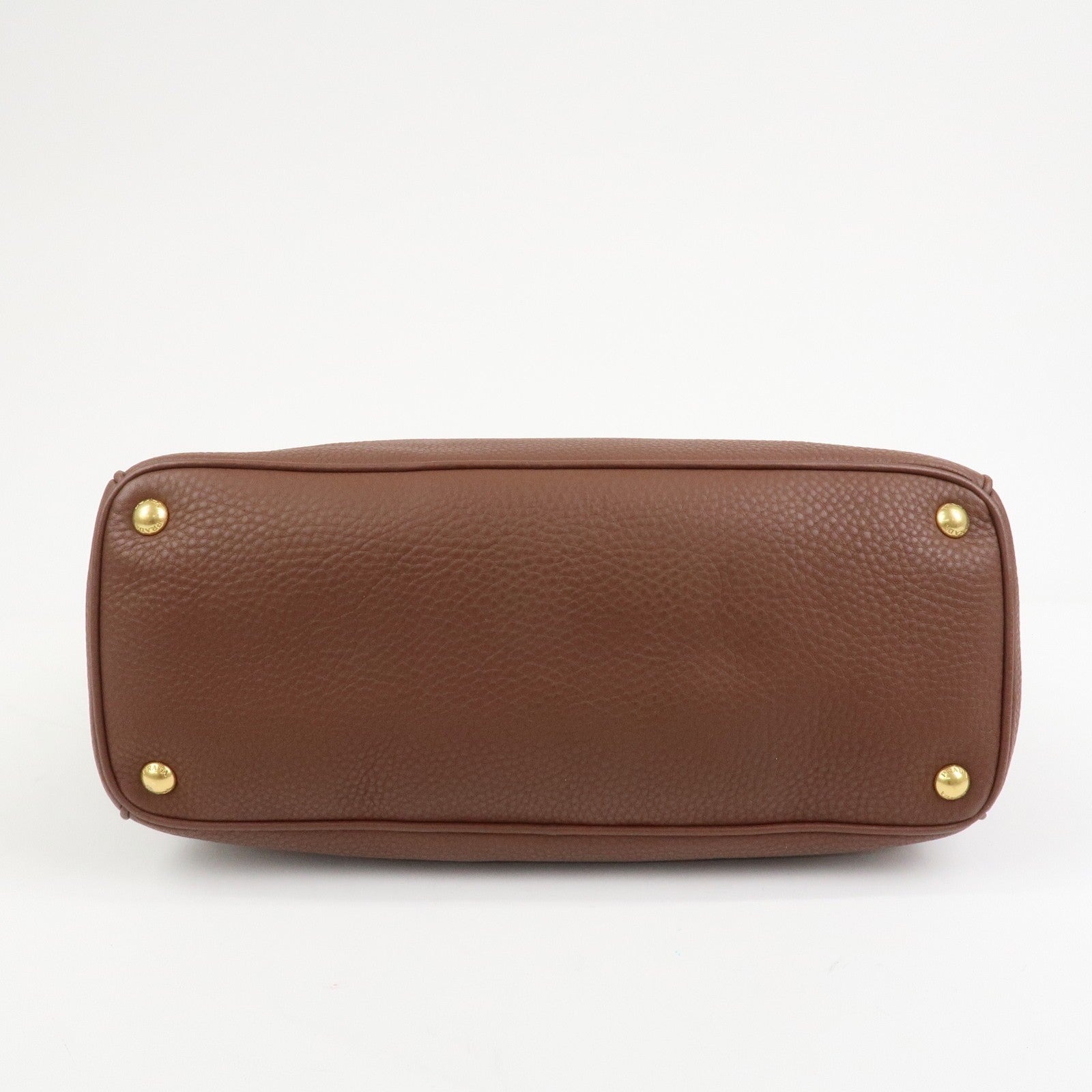 Prada Logo Hand Bag - Brown, Leather