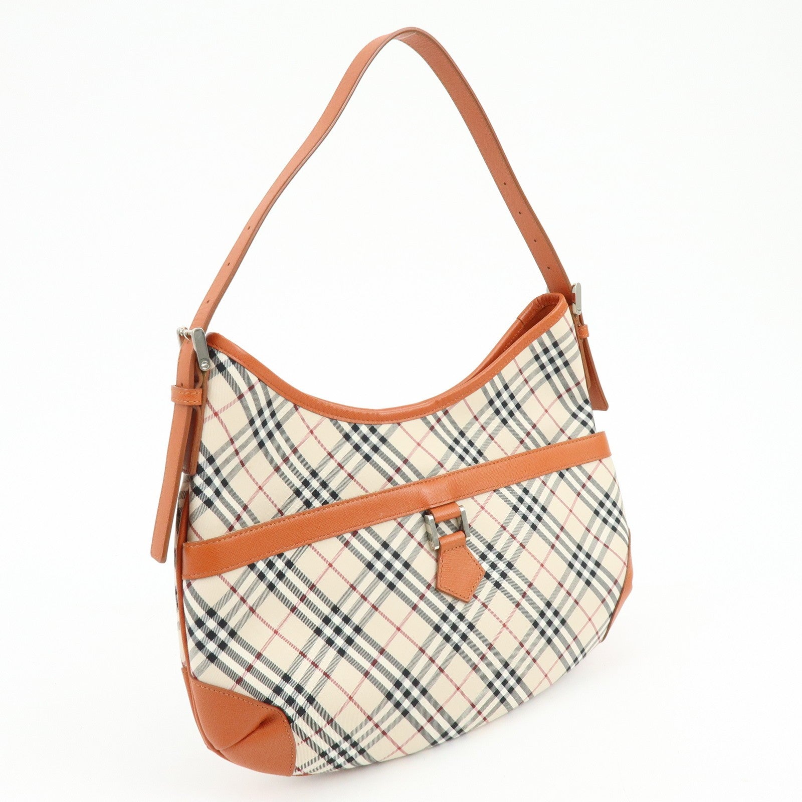 Burberry Nova Plaid Shoulder Bag - Beige, Canvas, Leather