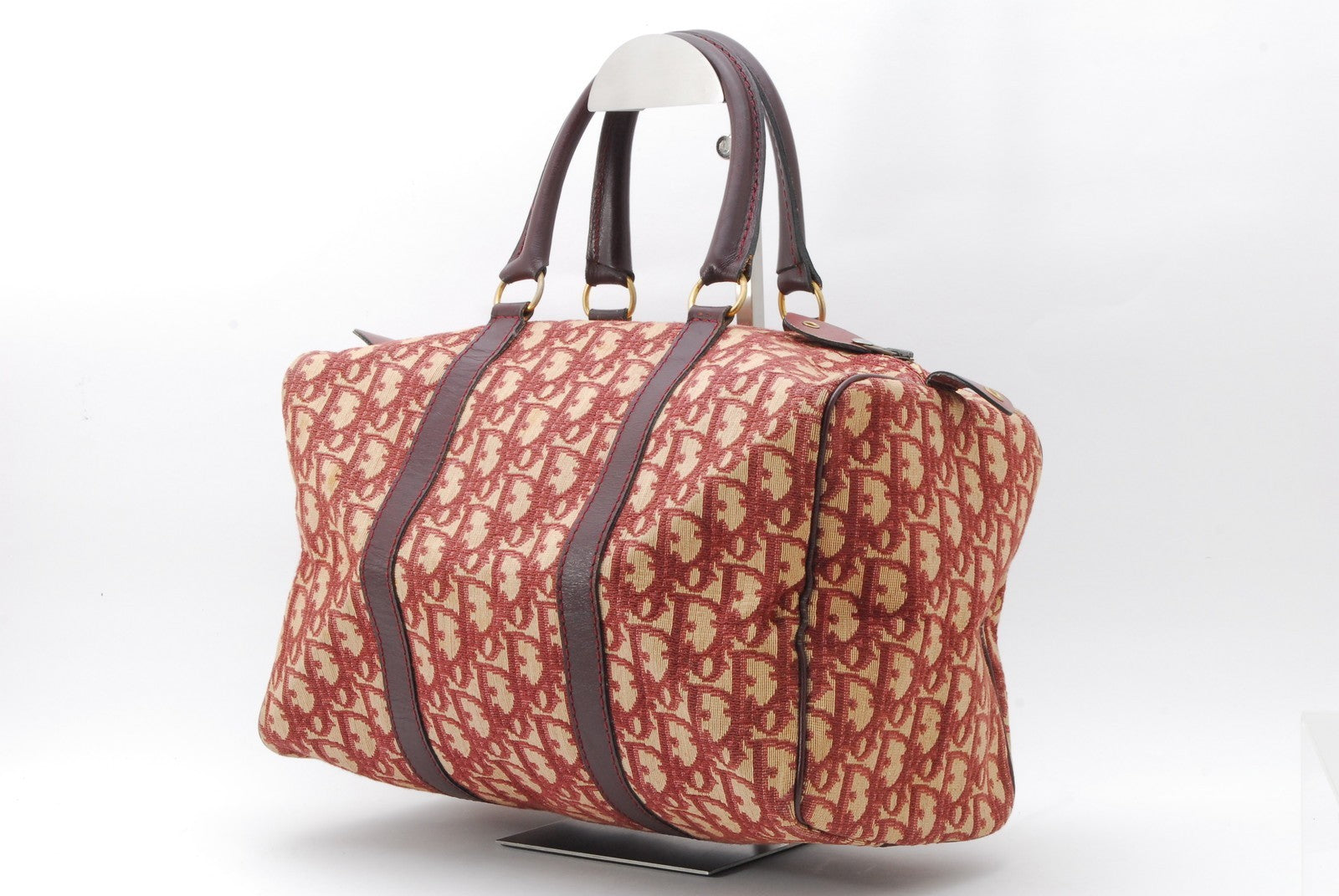 Christian Dior Trotter Boston Handbag - Red Bordeaux, Canvas