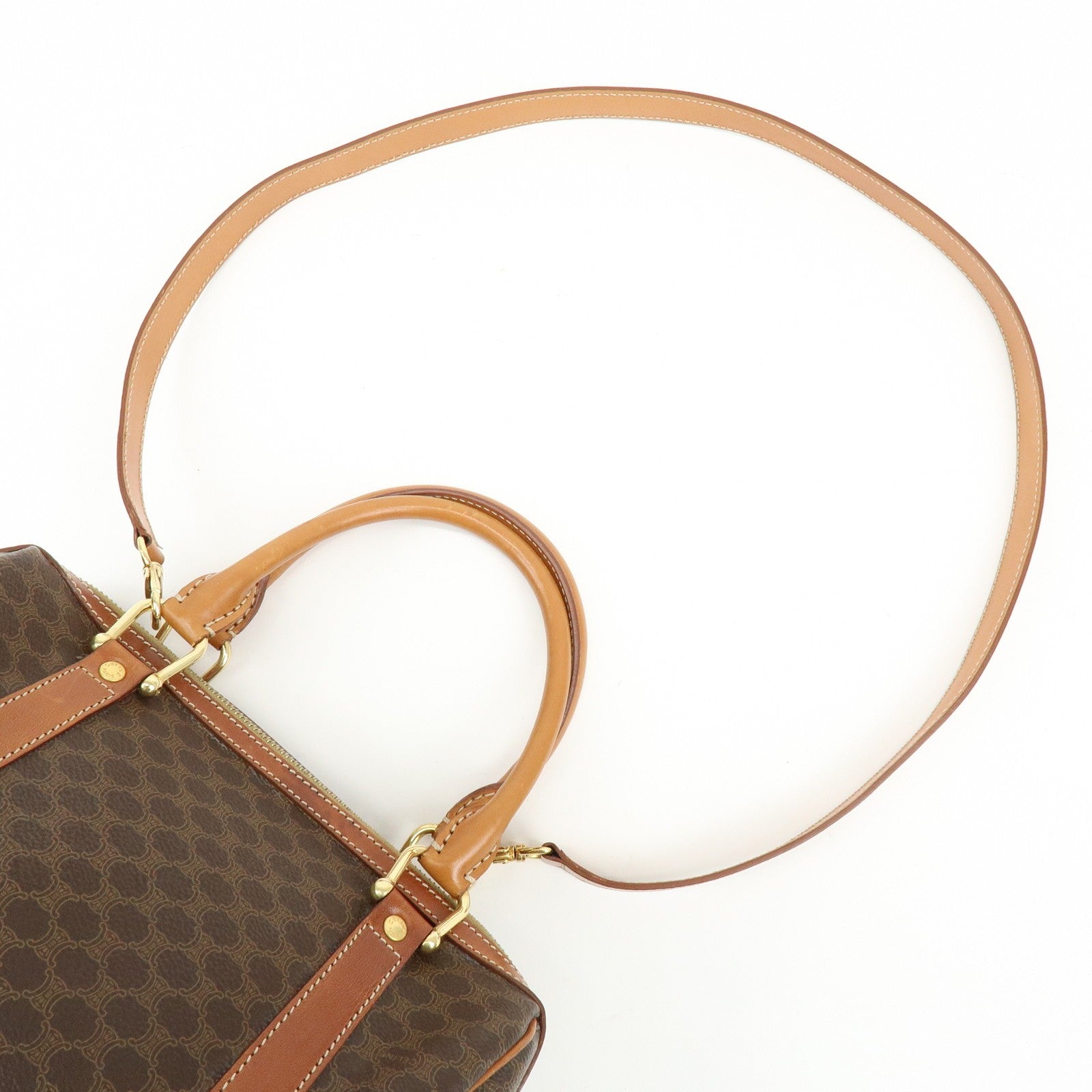 Celine Macadam Logo 2Way Boston Hand Bag - Brown, PVC Leather