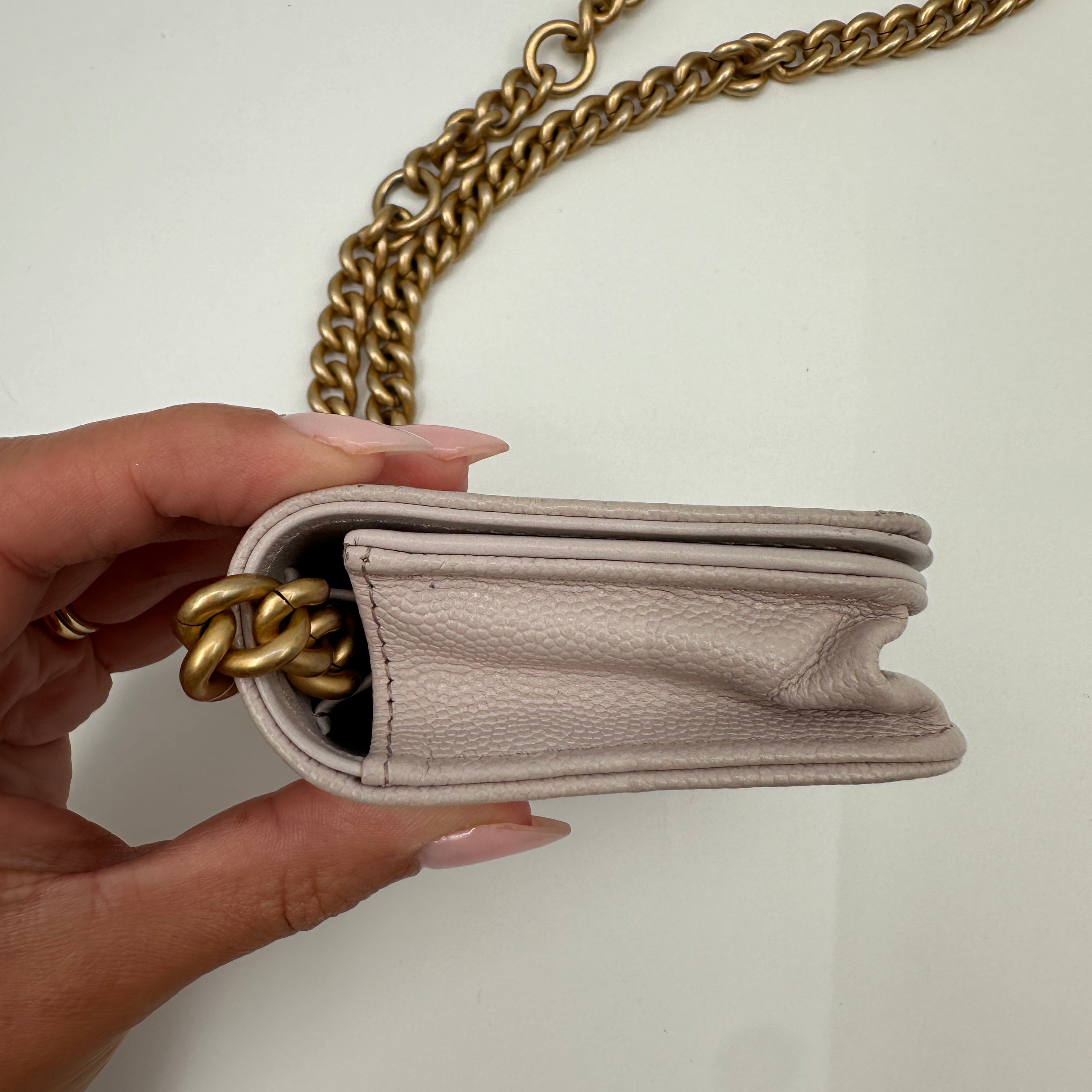 Chevron Boy Chanel Chain Shoulder Bag Calfskin Pink