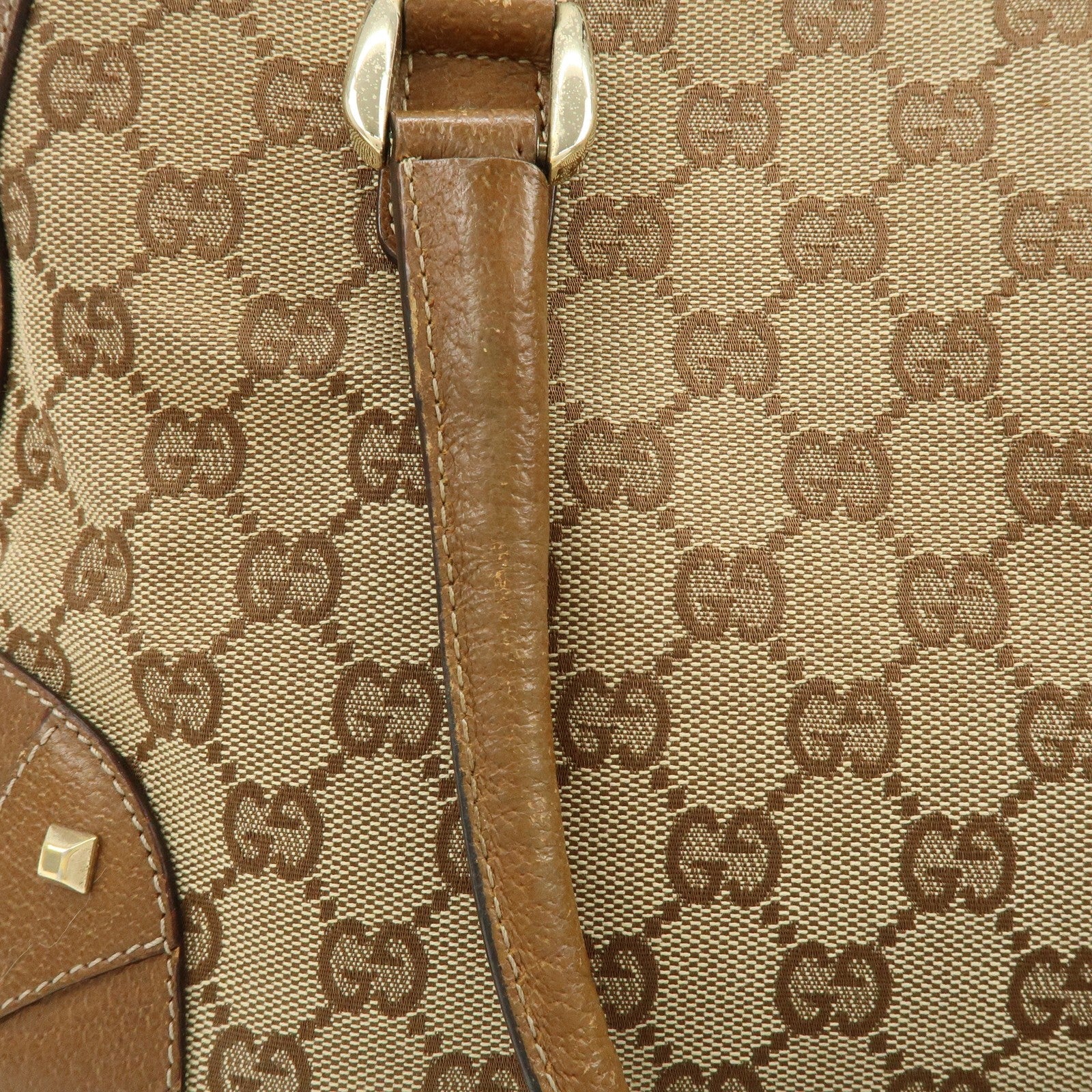Gucci Hand Bag - Brown, GG Canvas, Leather 