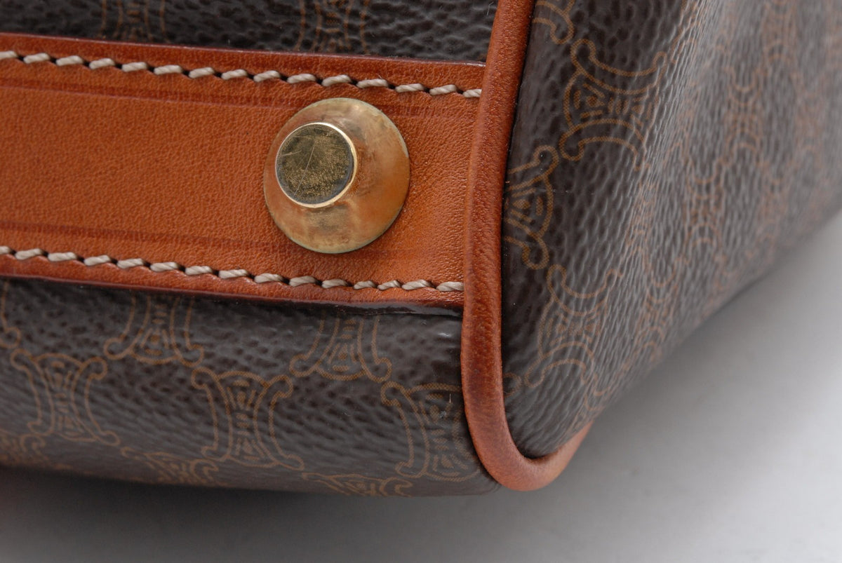 Celine Macadam Boston Handbag - Brown, PVC Leather