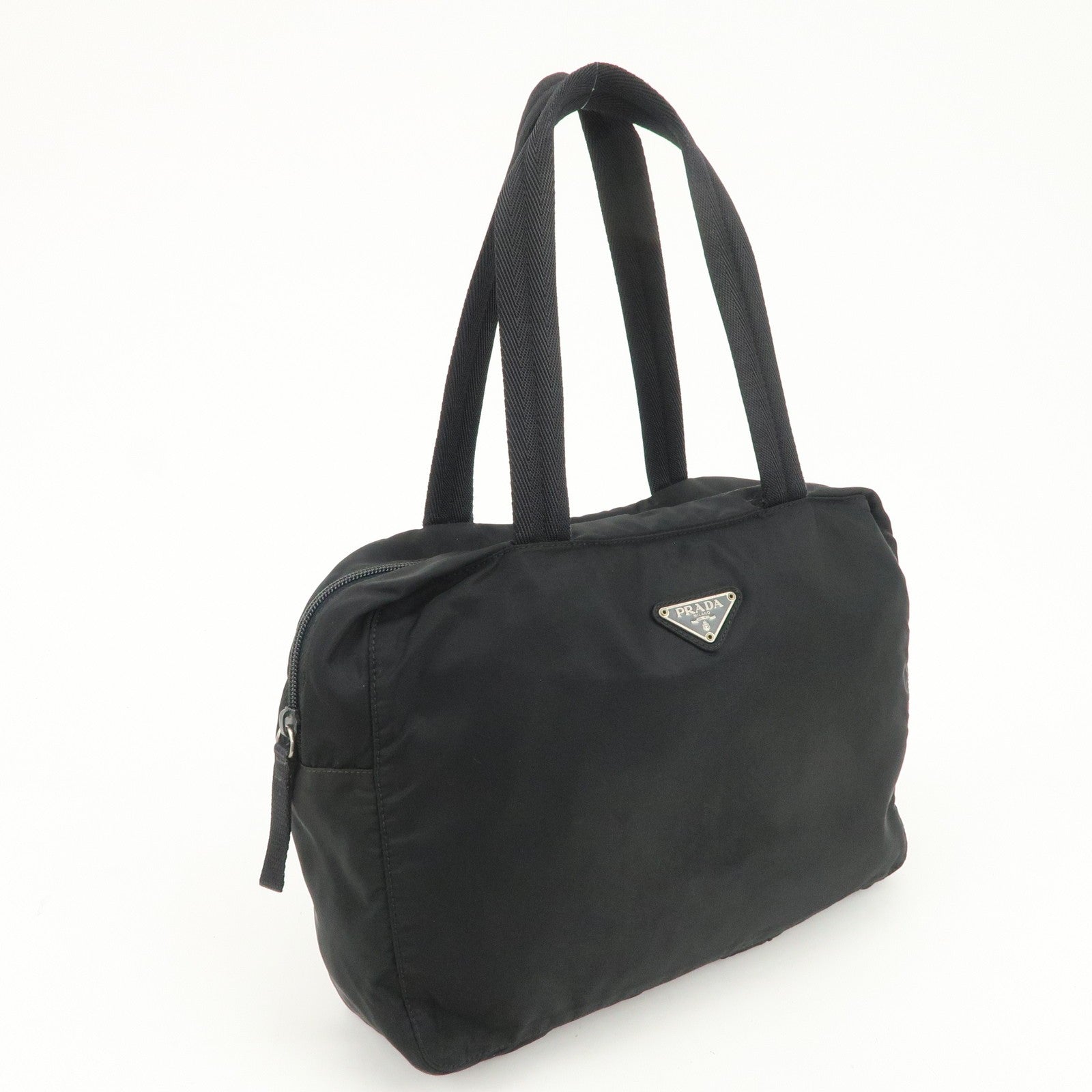 Prada Triangle Logo Tote Bag - Black, Nylon 
