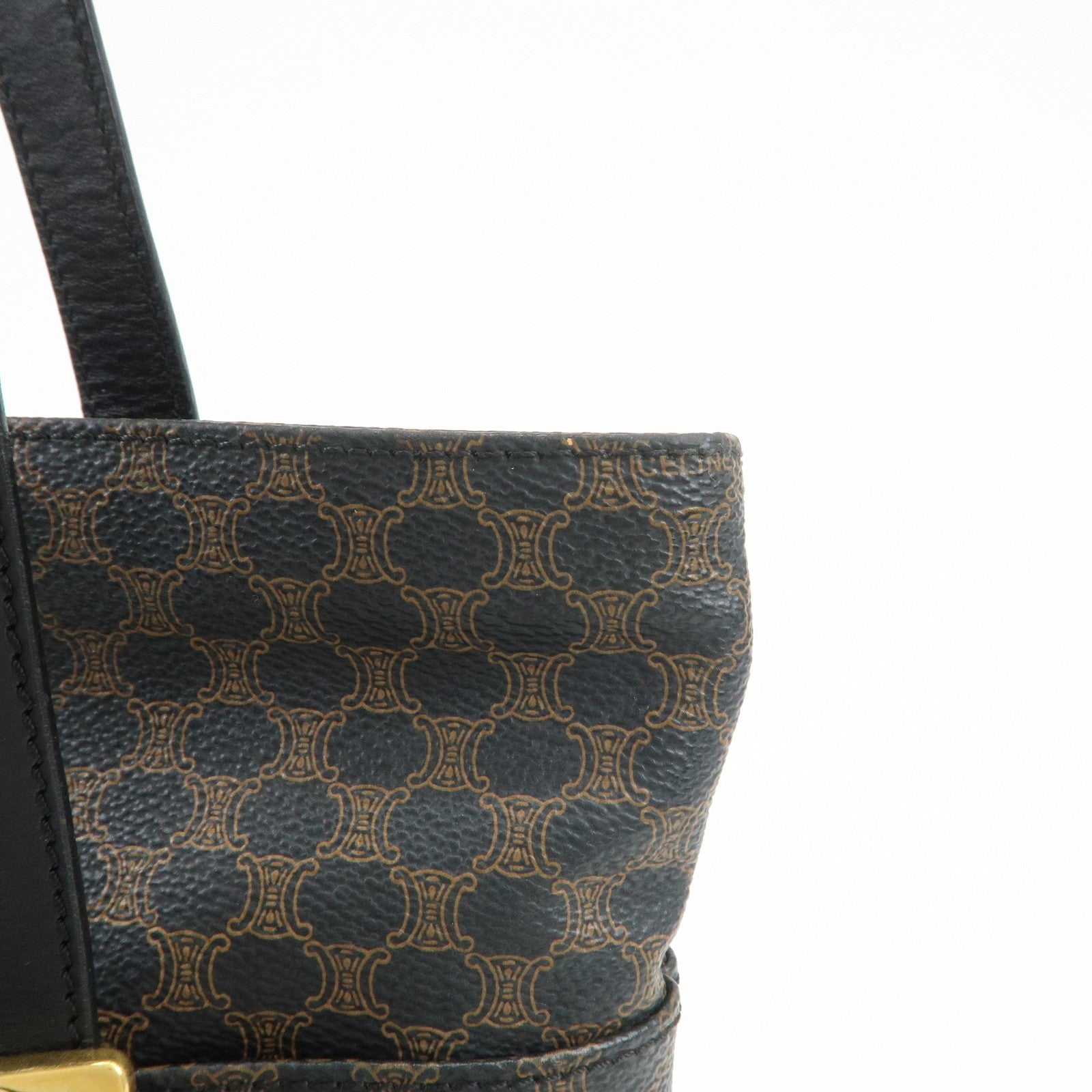 Celine Macadam Logo Tote Bag - Black and Brown, PVC Coated Canvas and Leather 