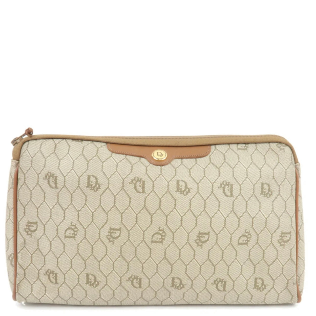 Christian Dior Honeycomb Clutch Bag - Beige, PVC Leather