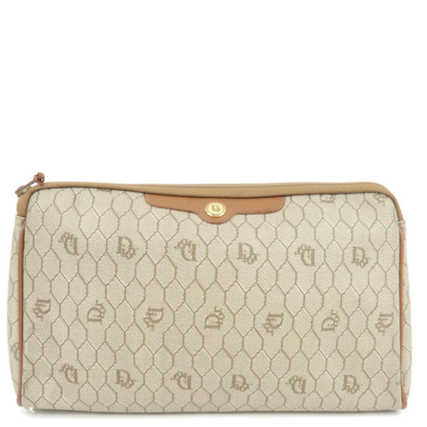 Christian Dior Honeycomb Clutch Bag - Beige, PVC Leather 