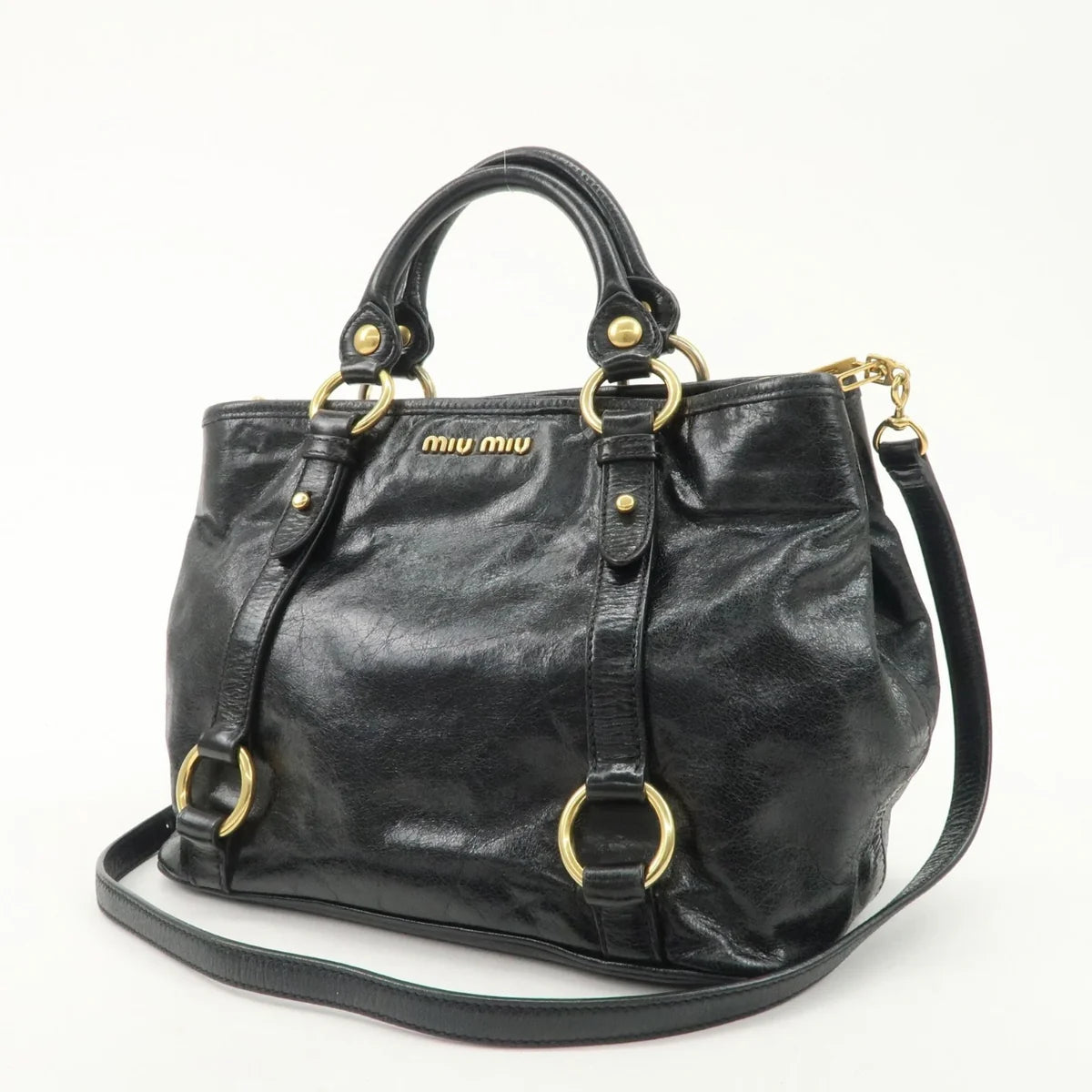 MIUMIU Leather Hand, crossbody Bag Black
