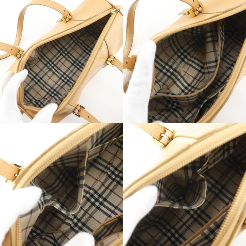 Burberry Logo Embossing Tote Bag - Beige, Leather