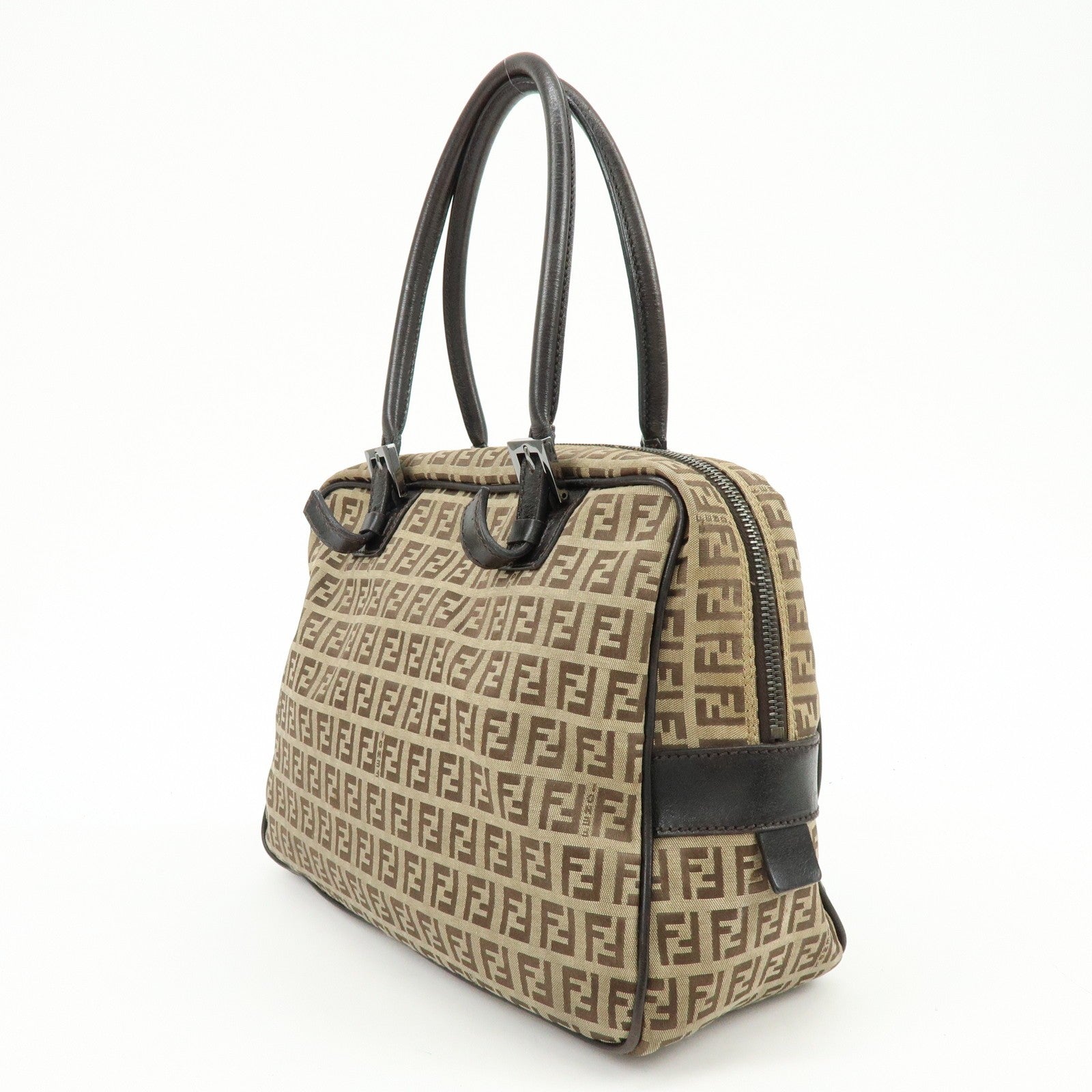 Fendi Zucchino Boston Shoulder Bag - Beige, Canvas Leather