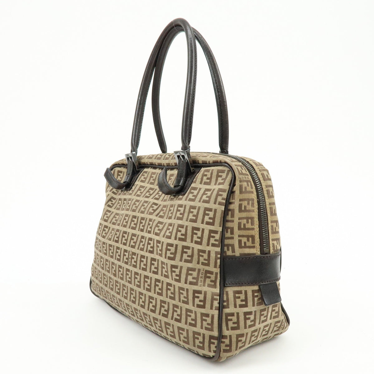 Fendi Zucchino Boston Bag - Beige, Canvas Leather