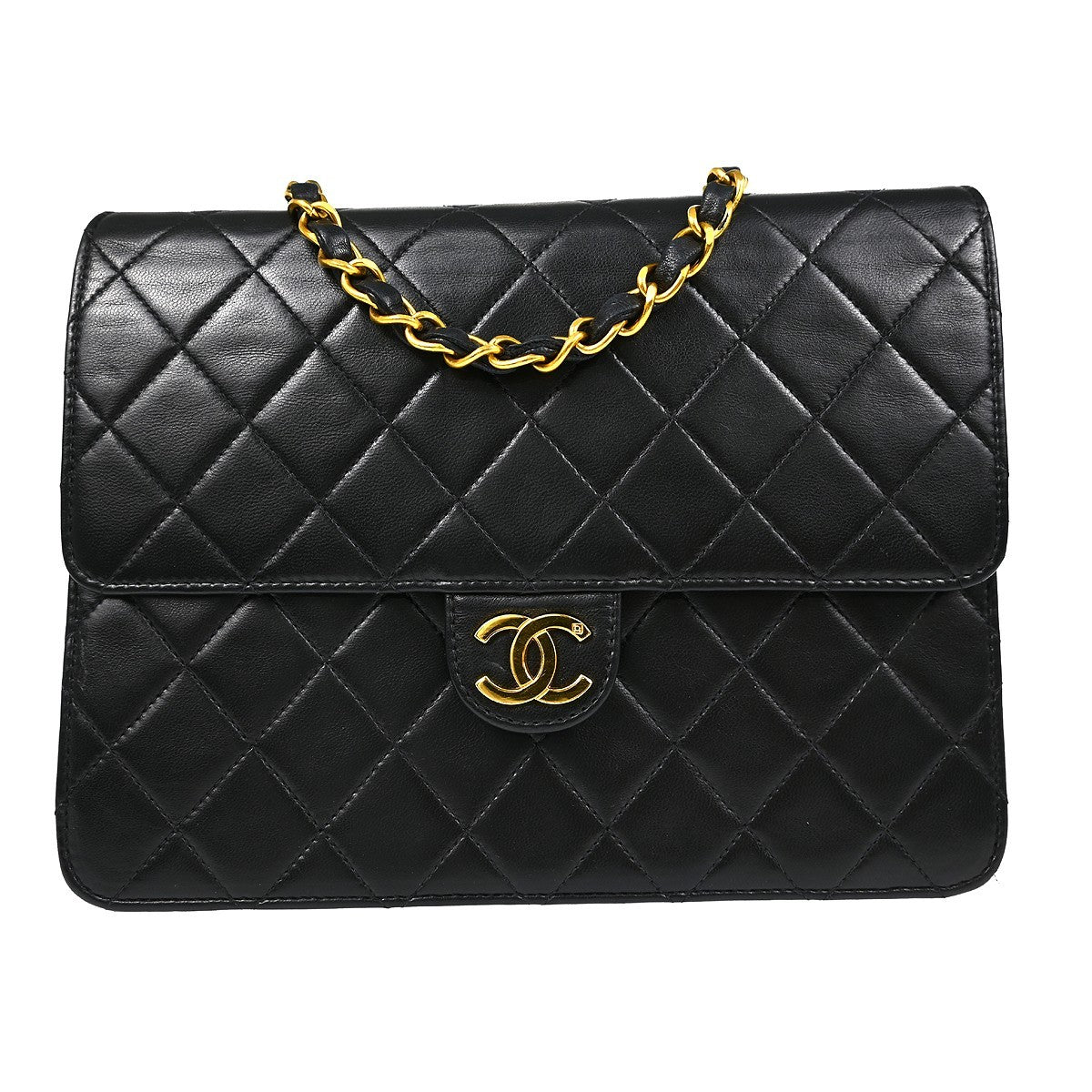 Chanel Single Chain Shoulder Bag - Black, Lambskin Leather