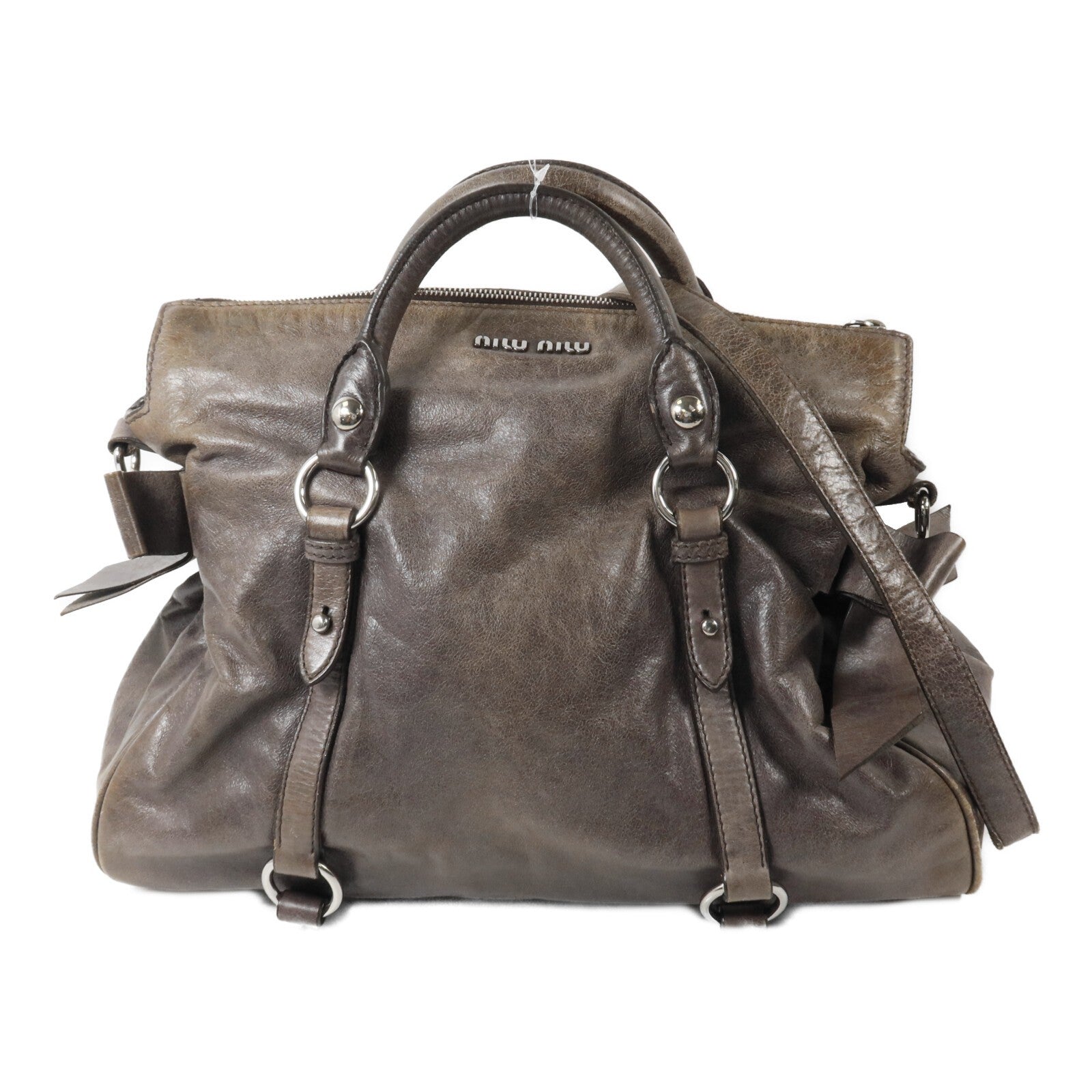 Miu Miu SHW 2 Way Shoulder Bag - Grey, Calfskin Leather