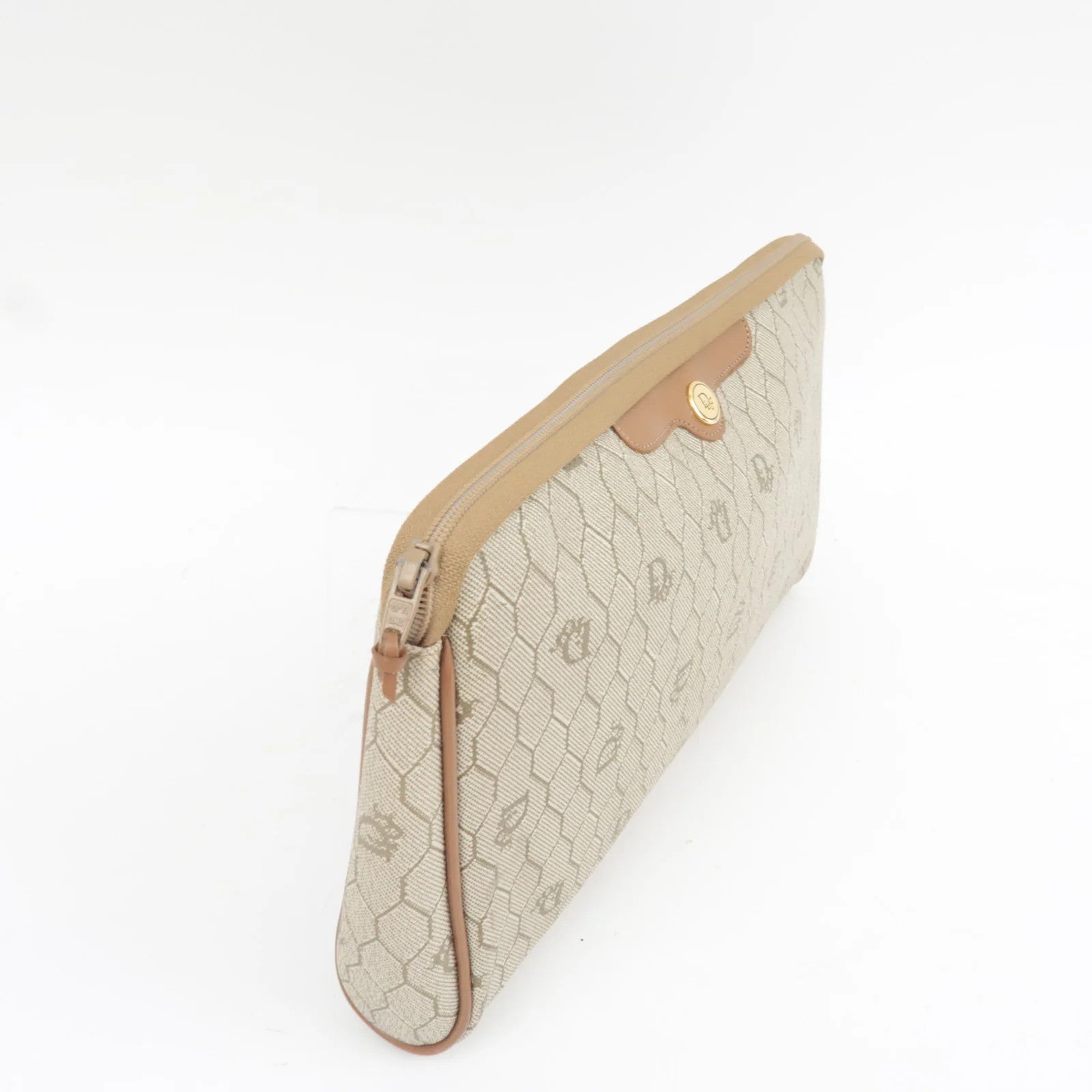 Christian Dior Honeycomb Clutch Bag - Beige, PVC Leather