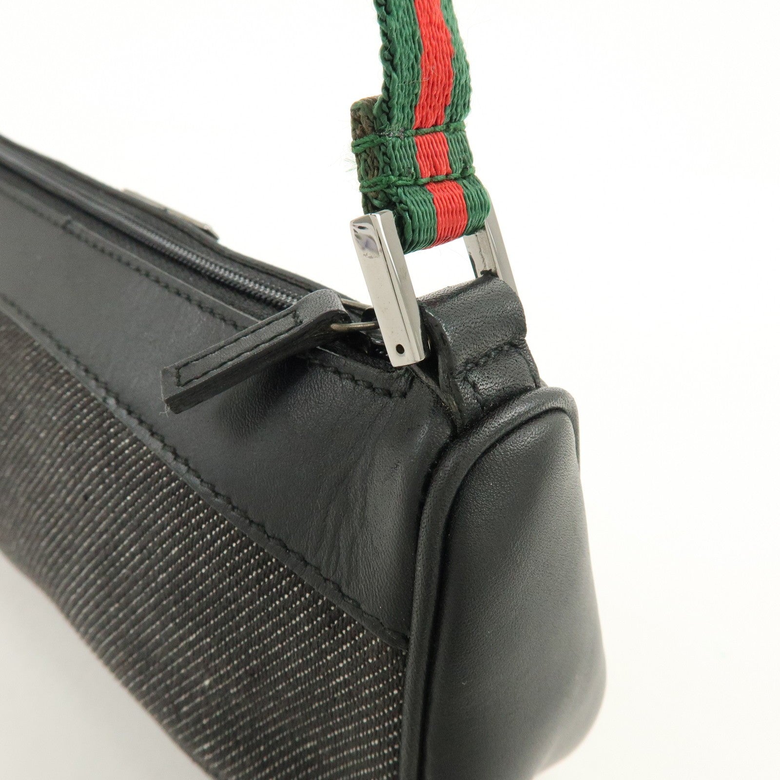 Gucci Hand Bag - Black, Denim, Leather 