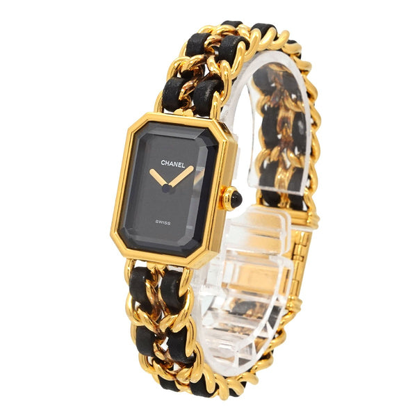 CHANEL Premiere Size L H0001 Watch - Black, Stainless steel/YGP,Leather