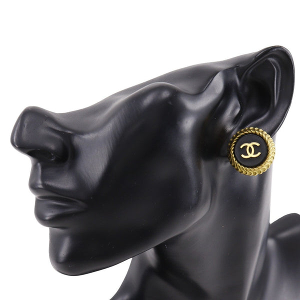 Chanel COCO Mark Earring - Black, Plated Gold