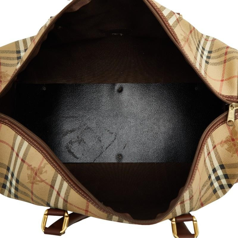 Burberry Nova Check Shadow Horse Boston Bag - Beige, PVC Leather 