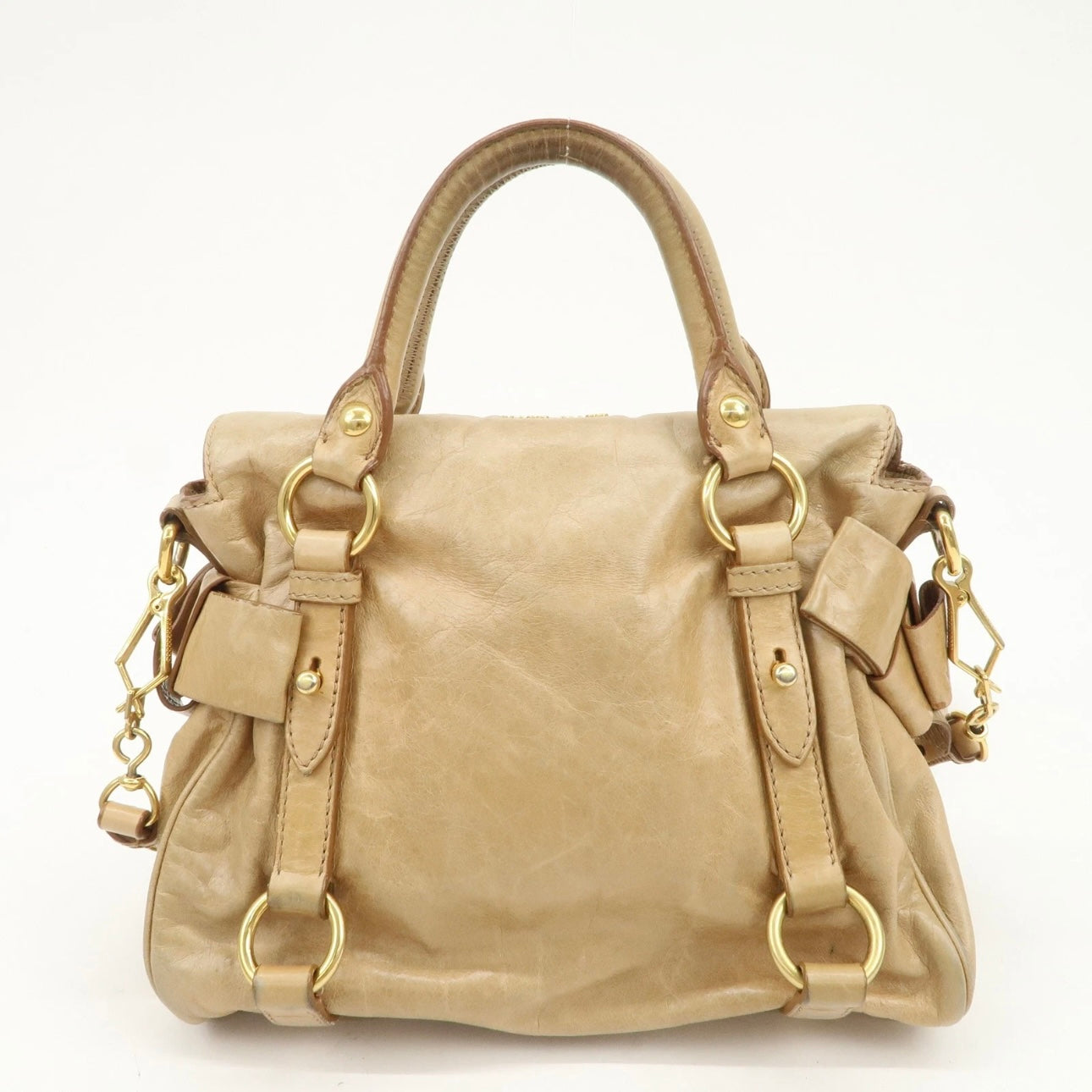 MIU MIU Leather 2Way Bag- Beige