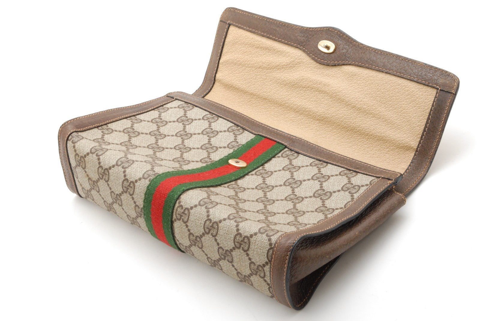 Gucci Sherry Clutch Bag - Beige Brown, PVC Leather