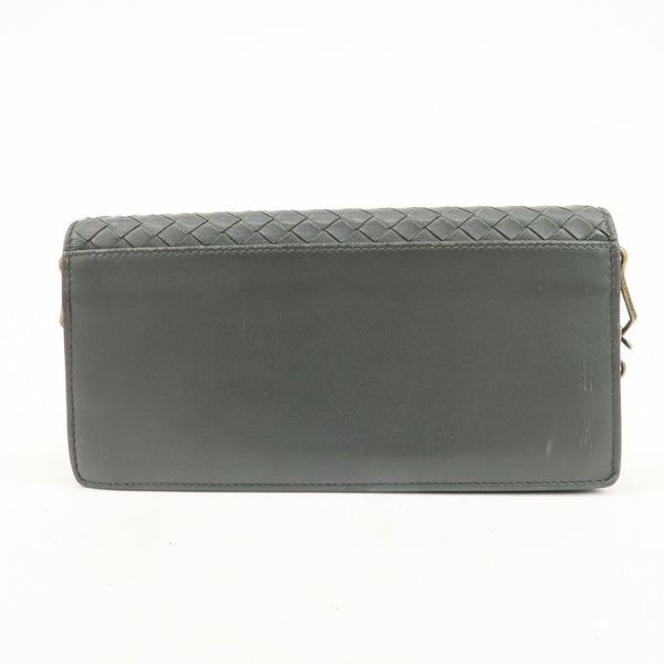 Bottega Veneta Intrecciato Leather Chain Long Wallet - Gray, Leather 