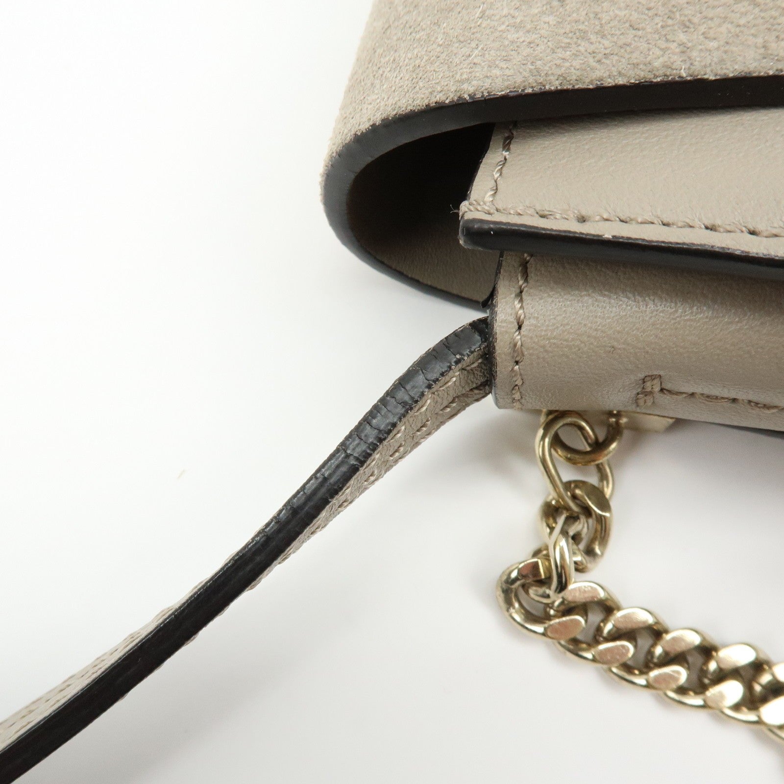 Chloe Faye Shoulder Bag - Greige, Suede Leather