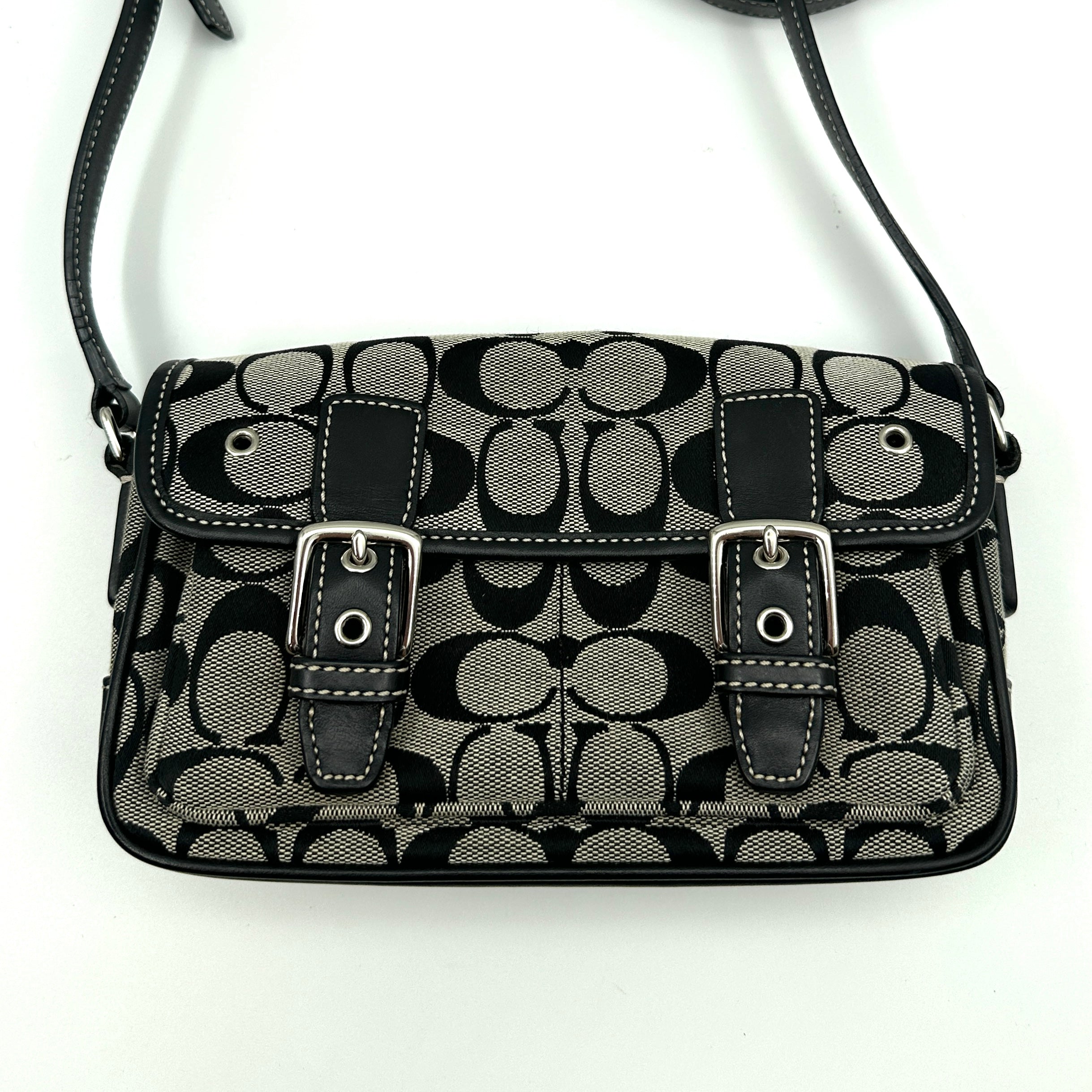 Mini Shoulder Bag Signature Canvas, Leather