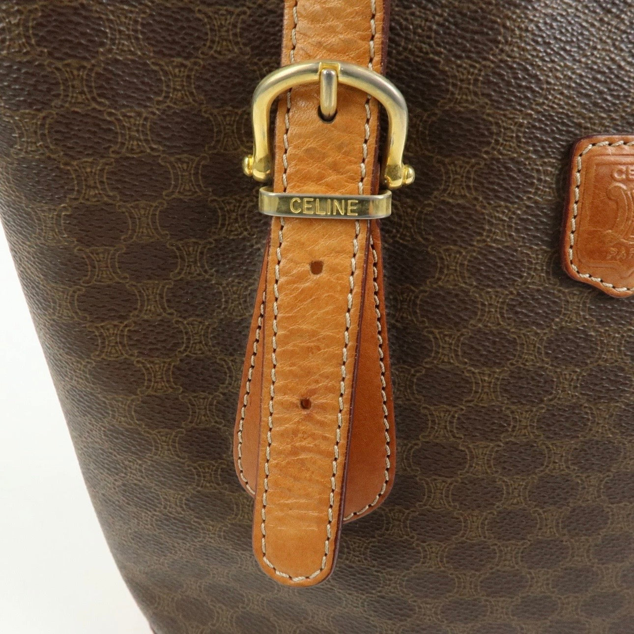 CELINE Macadam Tote Shoulder Bag Brown