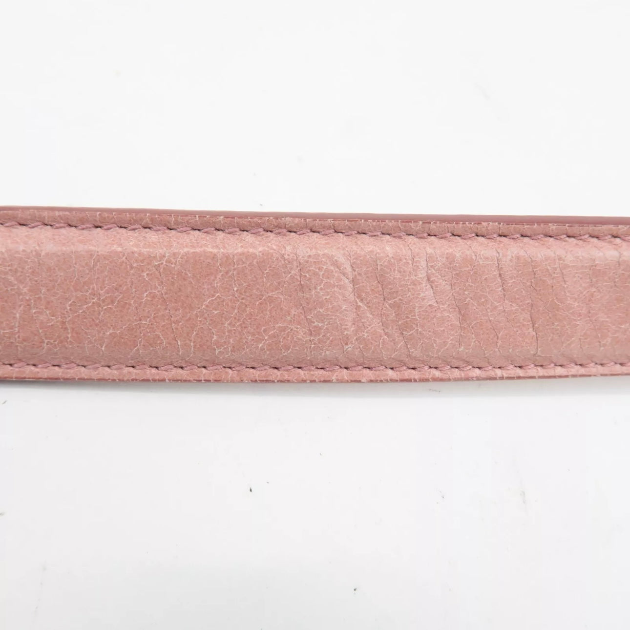 Leather Ribbon Gathered Shoulder Bag Pink