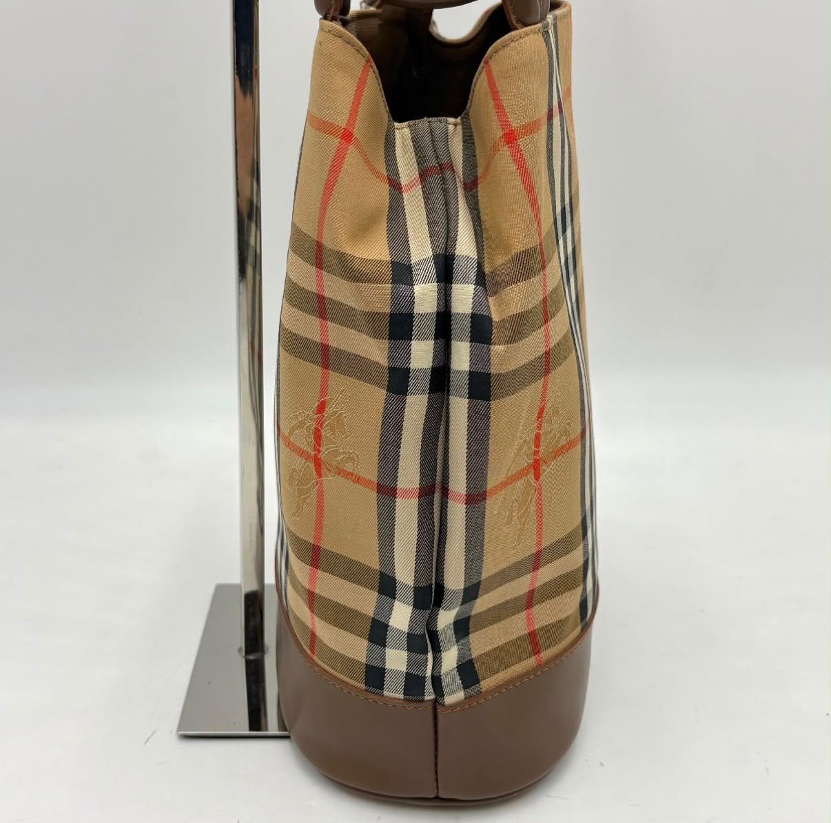 Burberry Nova Check Tote Hand Bag - Brown Beige, Leather