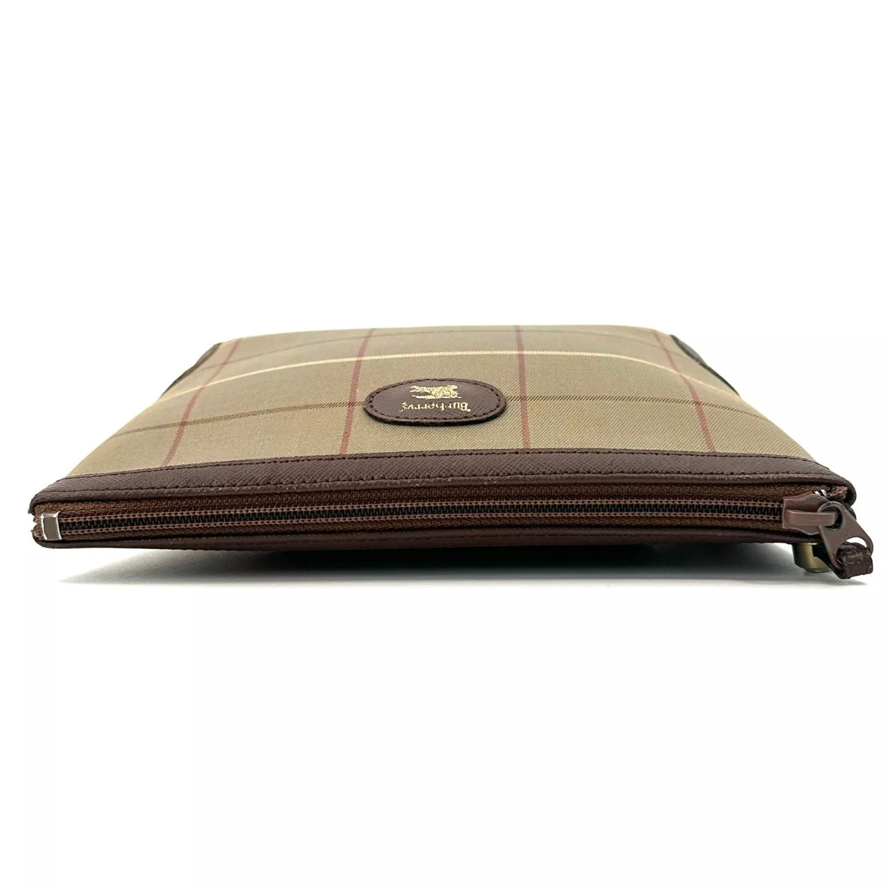 BURBERRY Nova Check Pouch Brown Leather