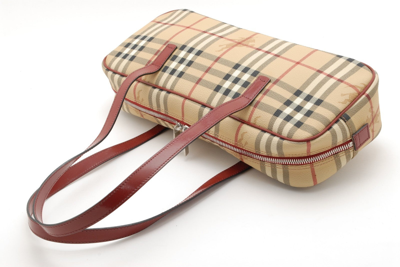 Burberry Nova Shoulder Bag - Red, Leather and PVC Canvas