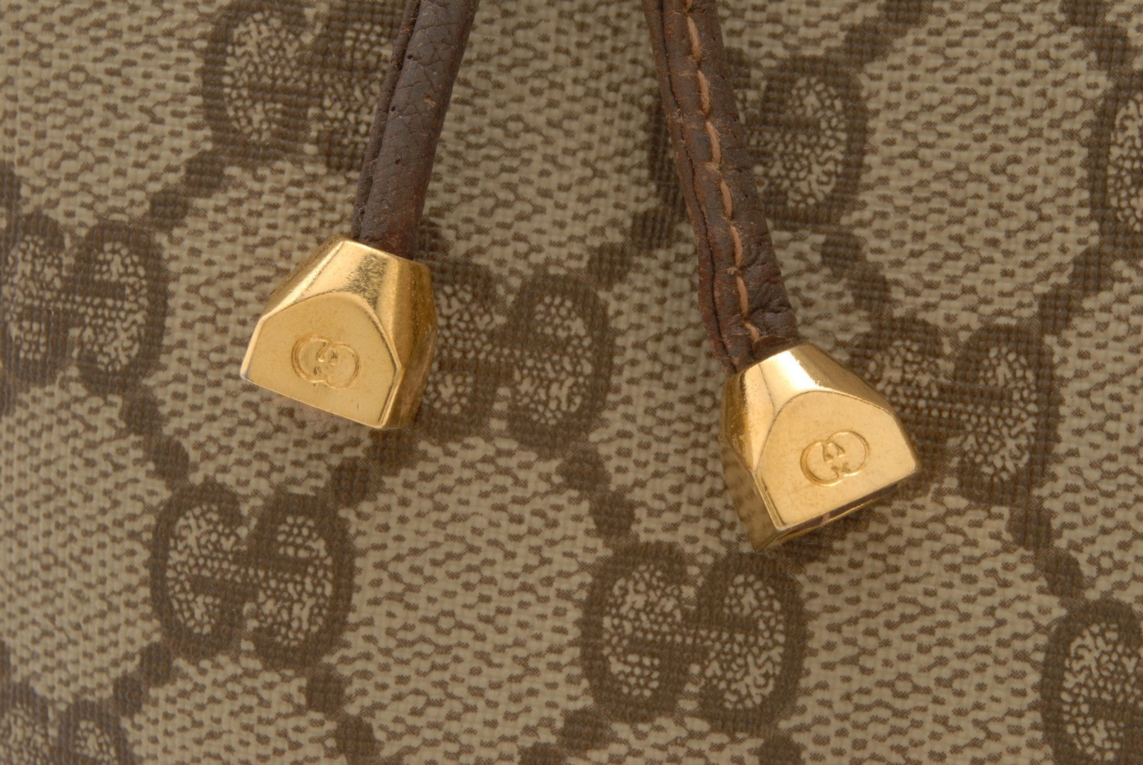 Gucci Sherry Line Drawstring Shoulder Bag - Brown, PVC Leather